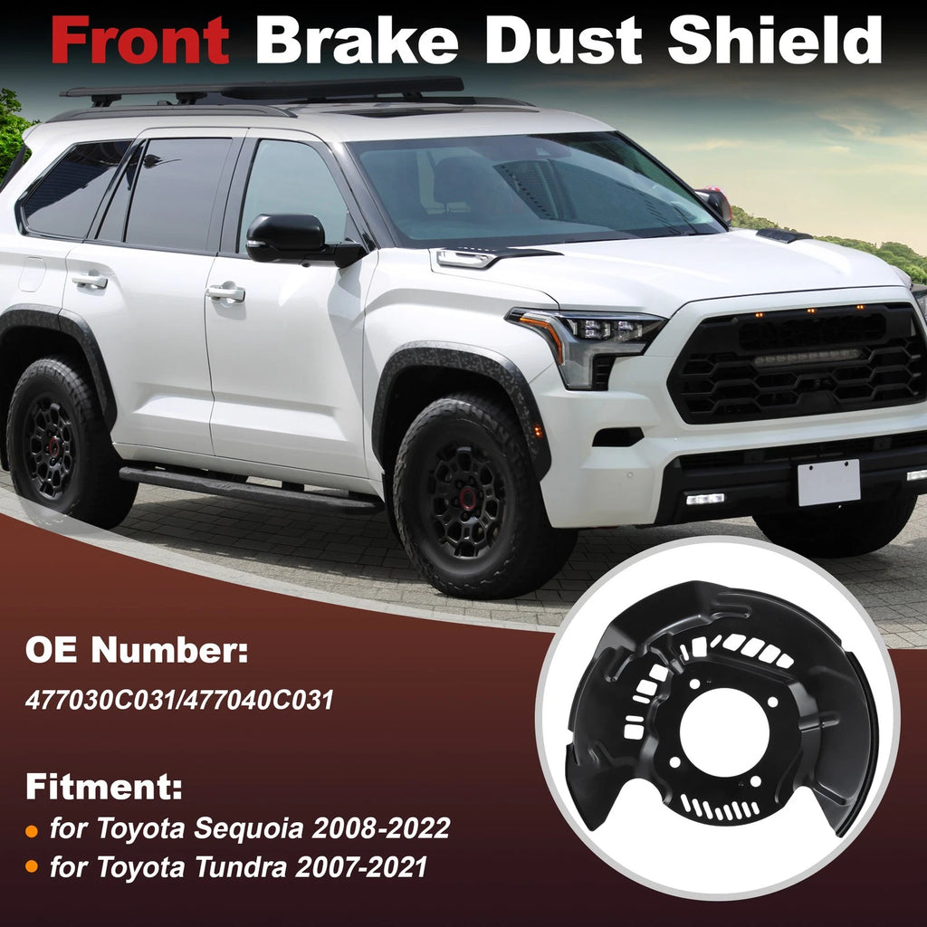 Set of 2 Front Left & Right Brake Dust Shields for Toyota Sequoia (2008)