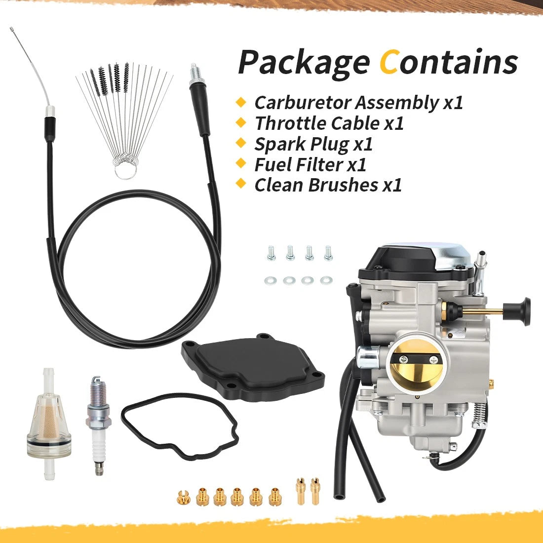 Carburetor w/ Throttle Cable for Yamaha Wolverine 350 YFM350FX Bear Tracker 250 (1995–2006)