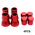 Set of 4 Red Aluminum Tire Wheel Stem Air Valve Caps for Universal Fit