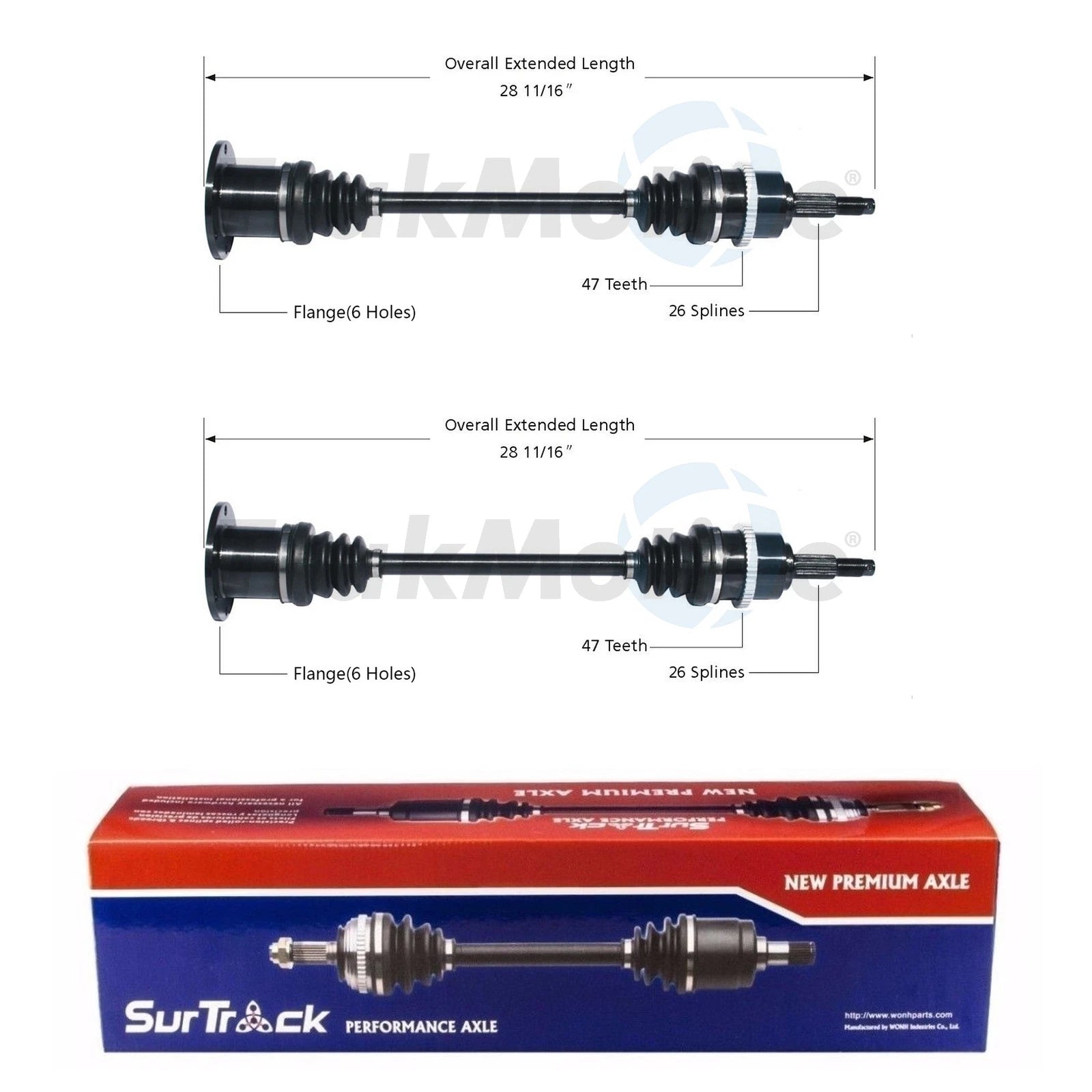 Set of 2 Rear CV Axle Shafts for Chrysler Town & Country (2008–2016)