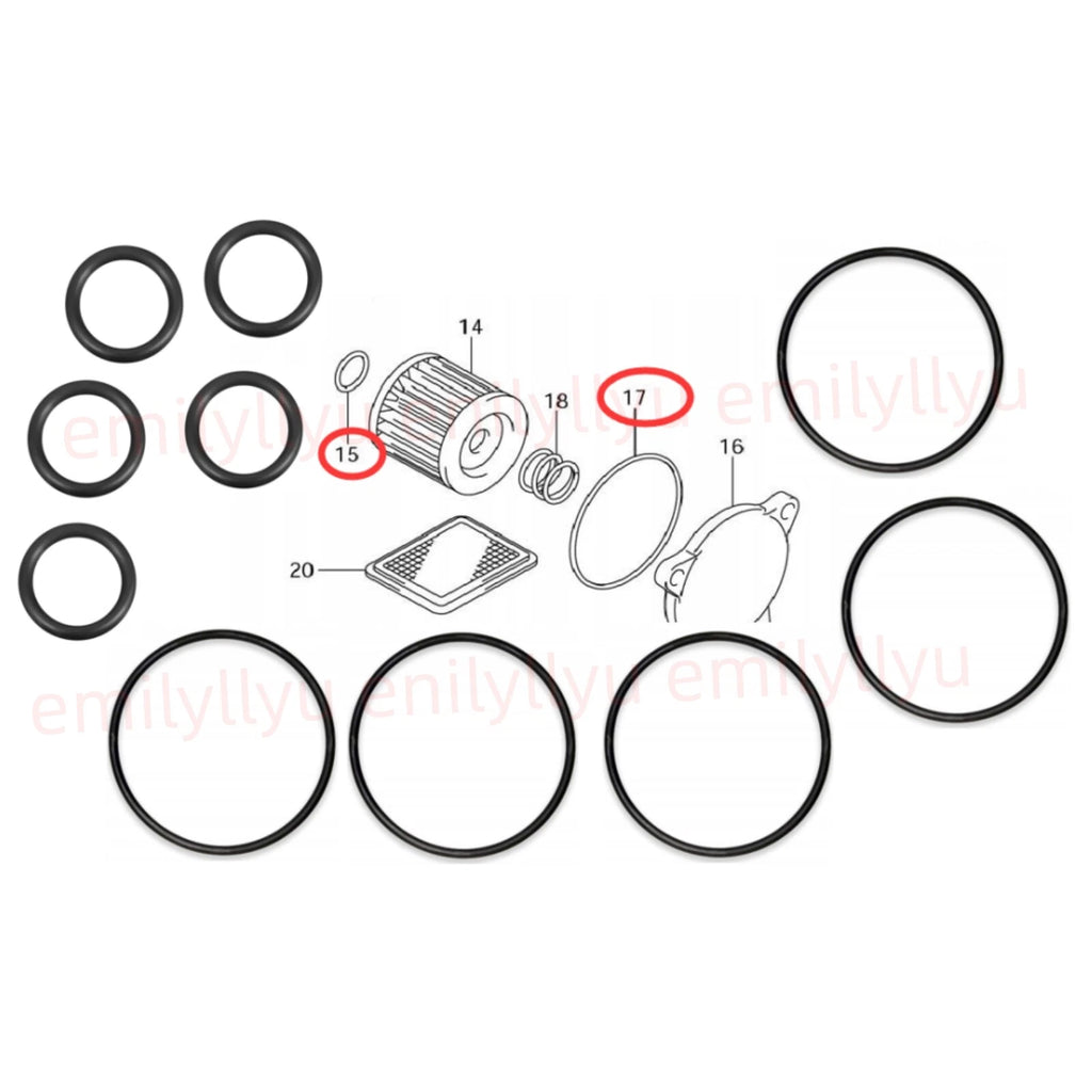 Set of 5 Oil Filters with O-rings for Suzuki (16510-05240, 09280-13004/54001/60005)