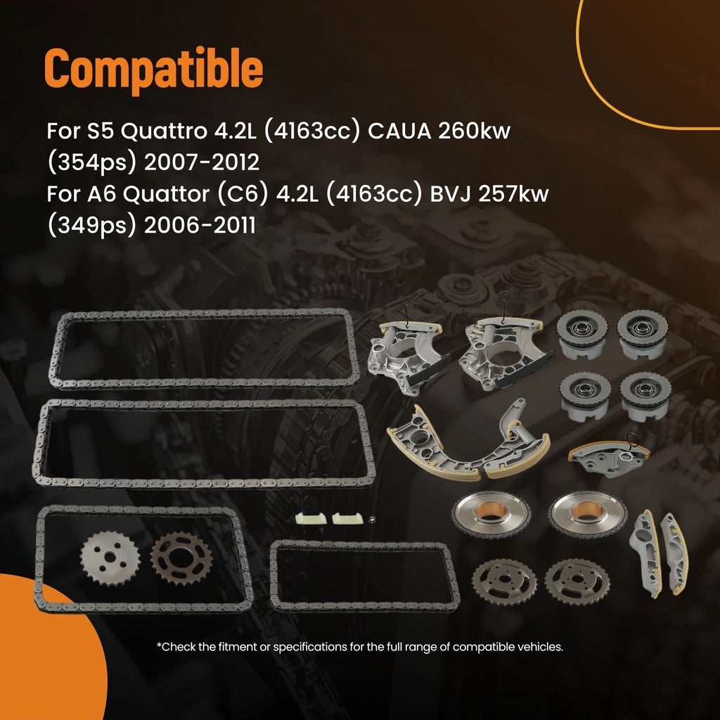 Timing Chain Kit + VVT Gears for Audi A6 A8 A5 Q7 (2005–2010) 4.2 FSI BVJ BAR CAUA