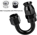 4AN PTFE Hose End Fitting 180 Degree Black for PTFE Hose (2 Pack)
