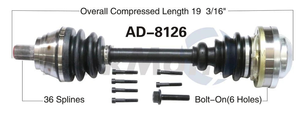 CV Axle Shaft for Audi A3 VW CC Eos Jetta (2010–2013) SurTrack AD-8126