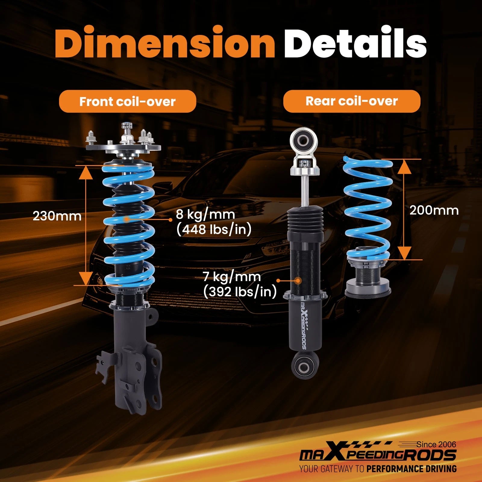 2X Coilovers 24 Way Adjustable Damper for Toyota RAV4 (2006–2012)