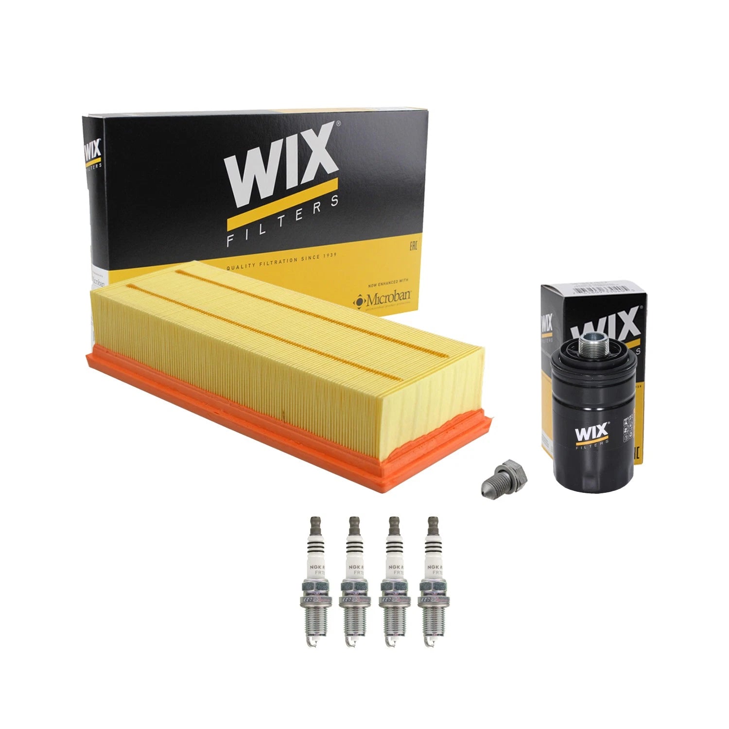 Wix Engine Air Oil Filters & NGK Ruthenium HX Spark Plug Kit for GTI Q3 (2015–2021)