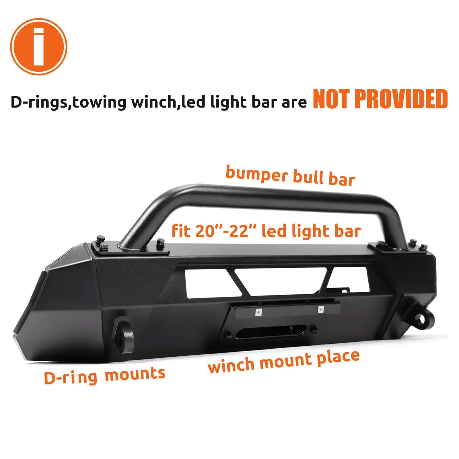 Front Hidden Winch Bumper Guard Bull Bar Steel for Toyota Tacoma (2016–2023)