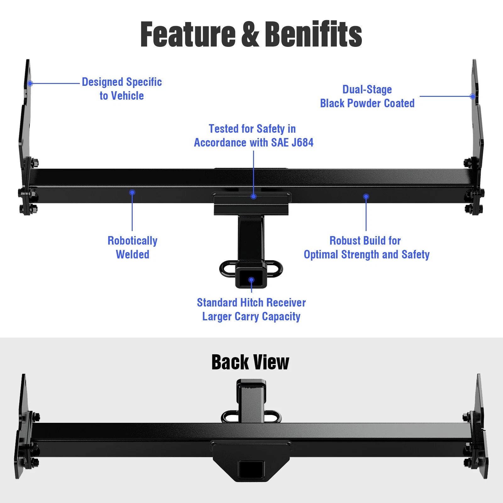 2 Inch Trailer Towing Hitch for Volkswagen Tiguan (2018–2024)