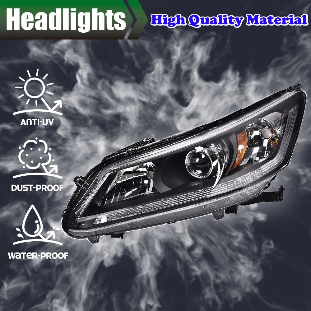 Projector Headlights with Bracket for Honda Accord (2013–2015) LED DRL