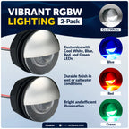 2X 2" RGBW Round Courtesy Light for 12V Vehicles (IP67)