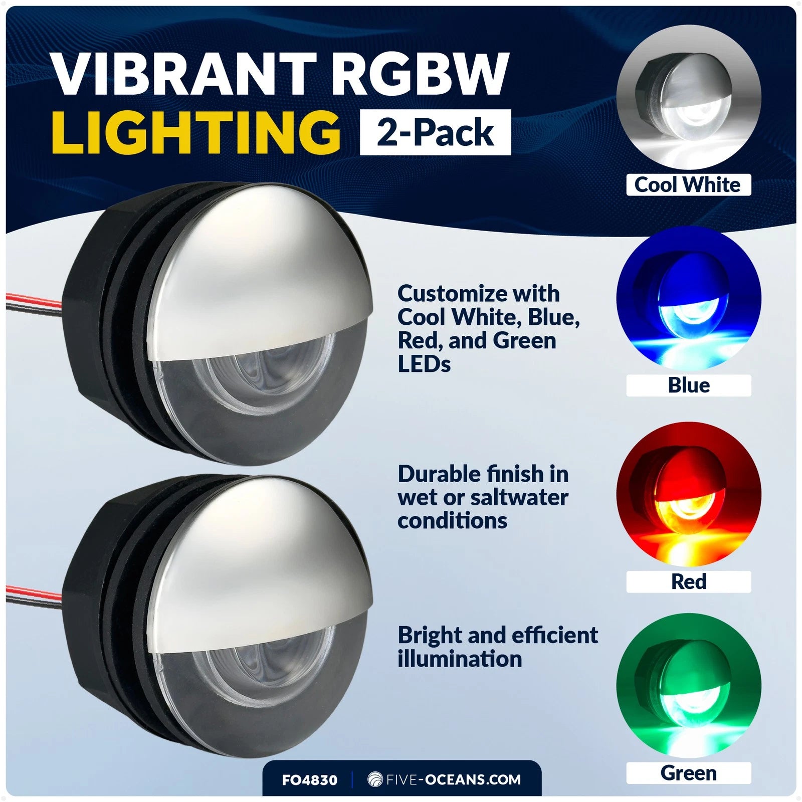 2X 2" RGBW Round Courtesy Light for 12V Vehicles (IP67)