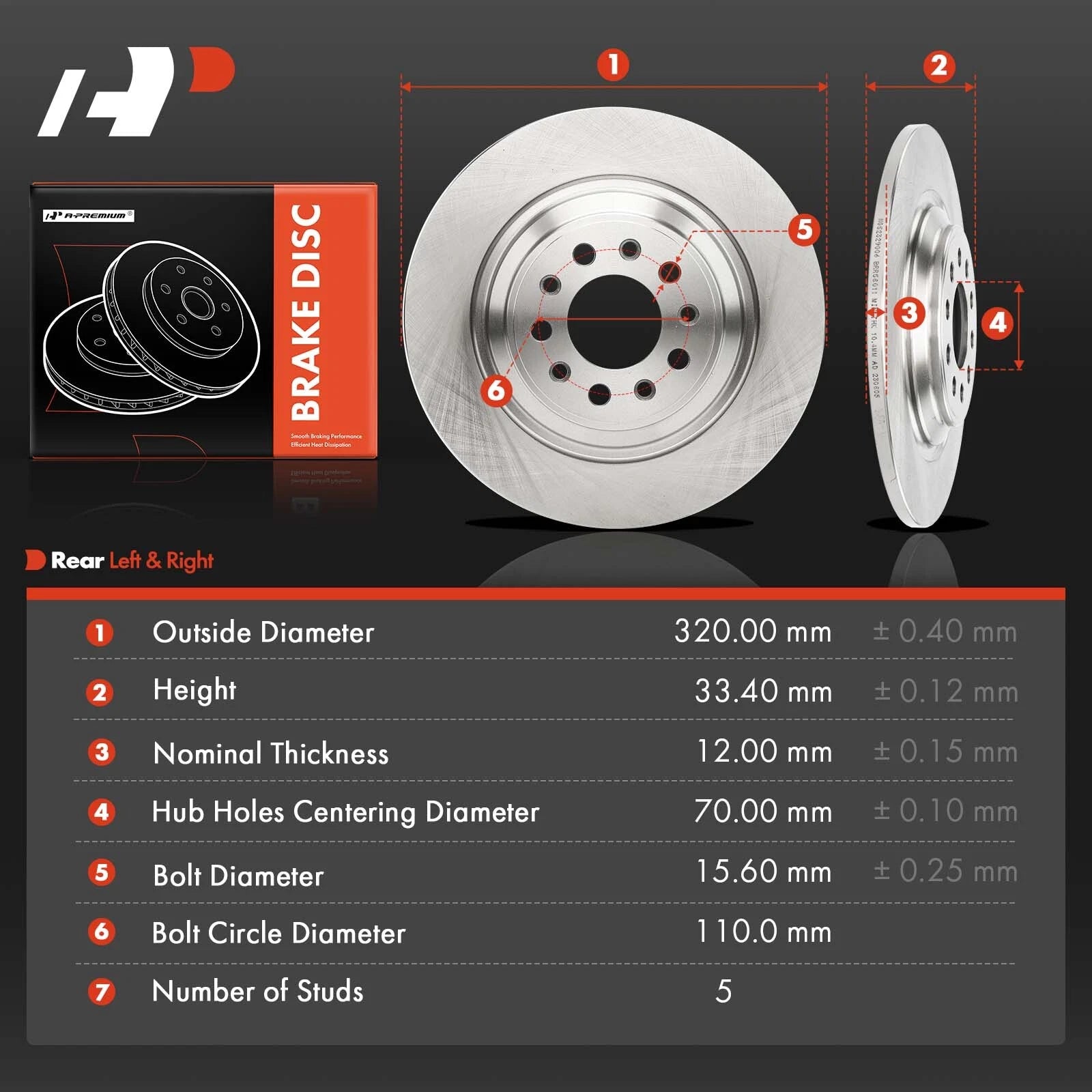 Rear Disc Brake Rotors for Jeep Cherokee KL (2014–2023) 320mm