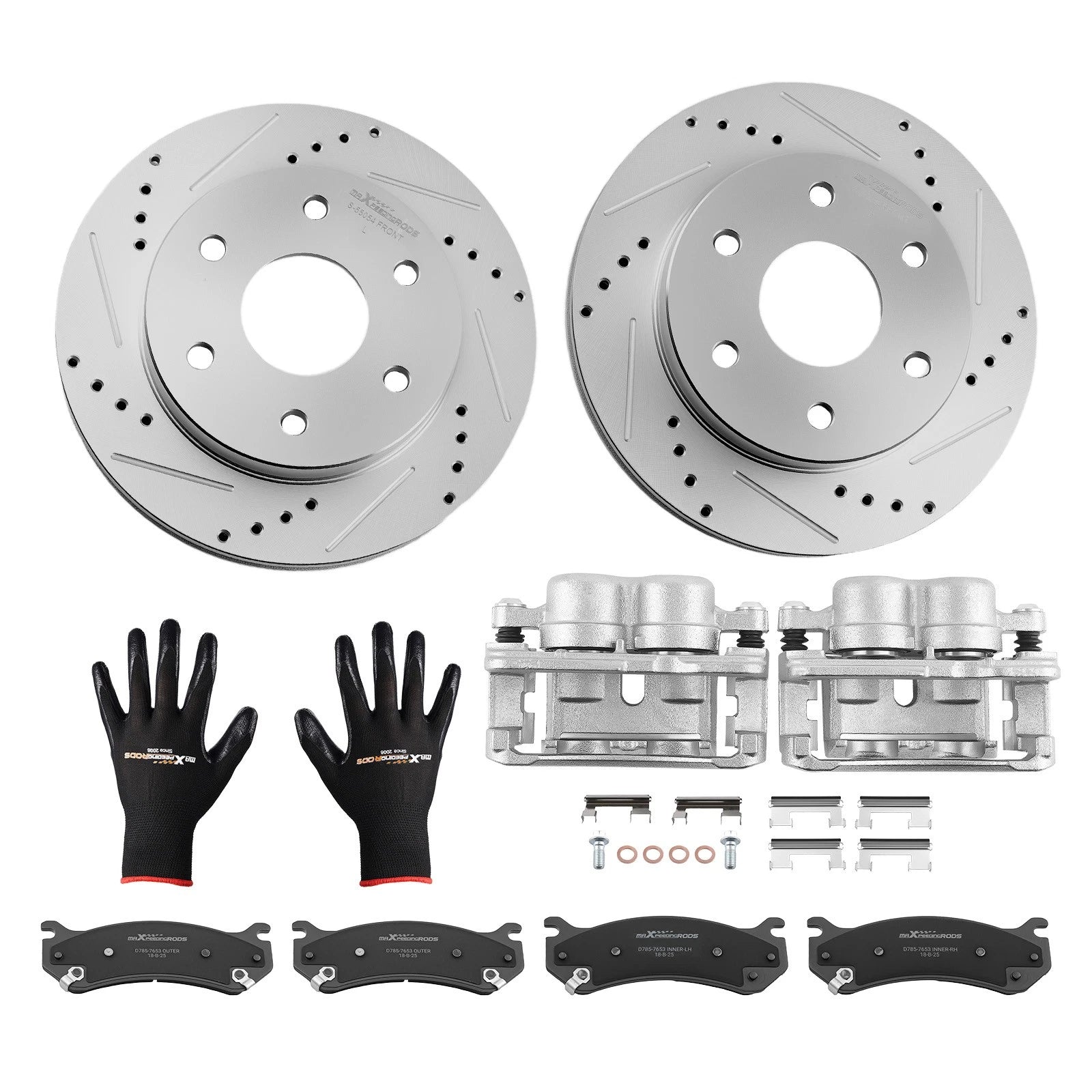 Front Drilled Rotors Brake Calipers Pads Kit for Cadillac Escalade (2002–2020)