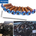 Set of 8 Steering Wheel Conical Screws with Allen Key - Blue