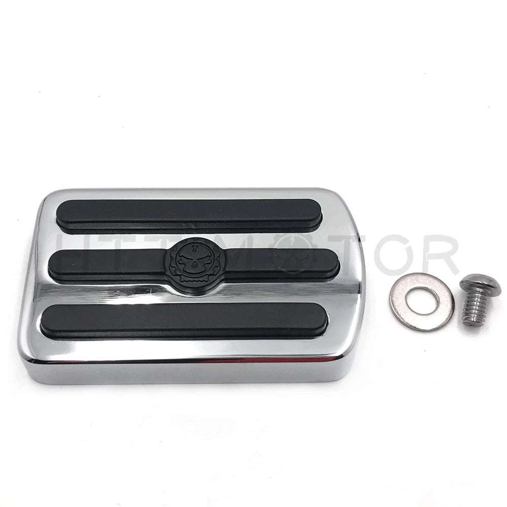Chrome Gear Skull Brake Pedal Pad for Harley Road King (2014–2023)