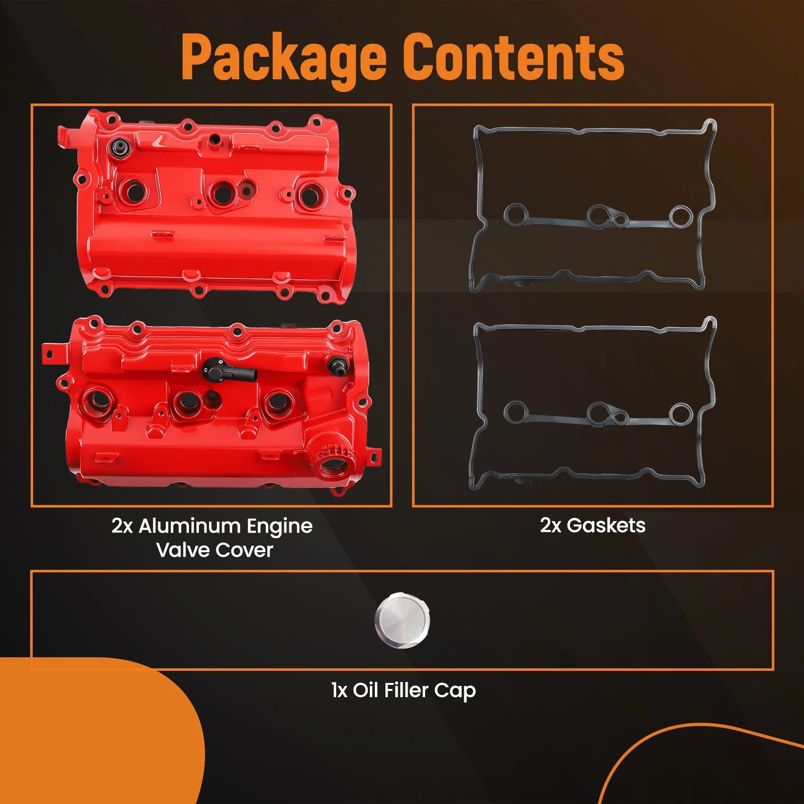 Aluminum Engine Valve Cover, Gasket & Oil Cap for Infiniti FX37 EX37 (2013)