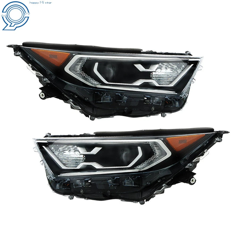 Set of 2 LED Headlights for Toyota RAV4 Hybrid (2019–2022) Black Bezel