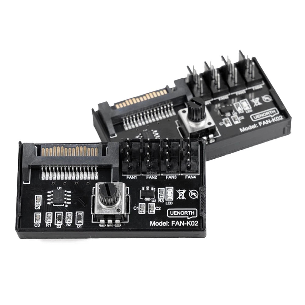 PWM Fan Hub Controller for Server Fans with SATA Power 4Pin 60W Output