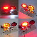 Cat Eye Tail Brake License Plate Light for Motorcycle (Custom, Chromed Red)