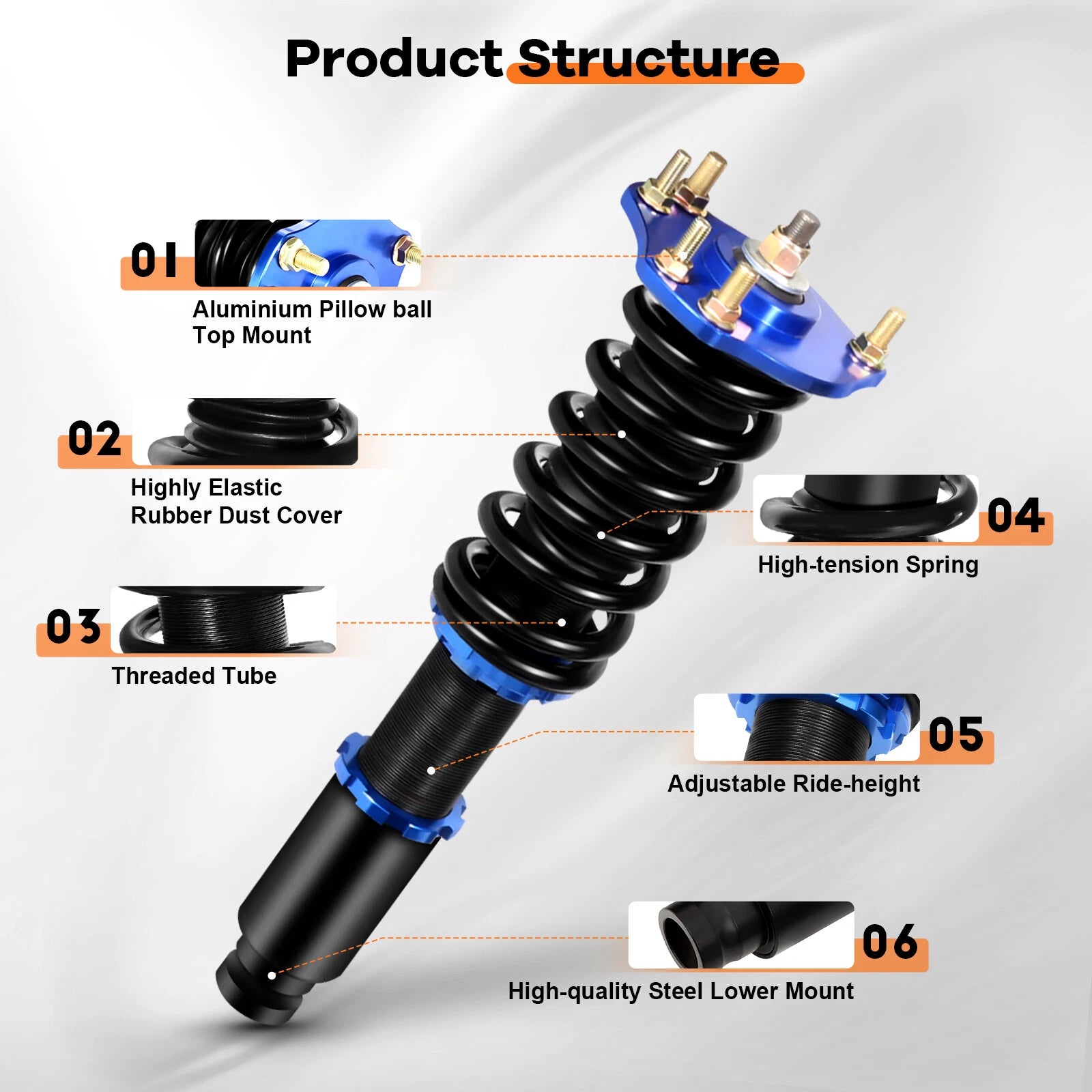 Coilovers for Honda Prelude (1992–2001) Adjustable Height Suspension Kits