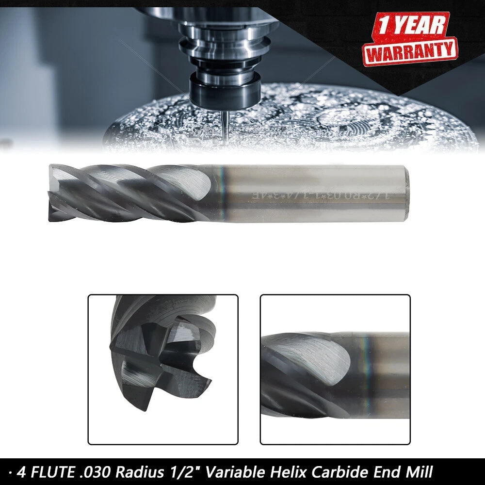 1/2" 4 Flute Carbide End Mill for Precision Machining