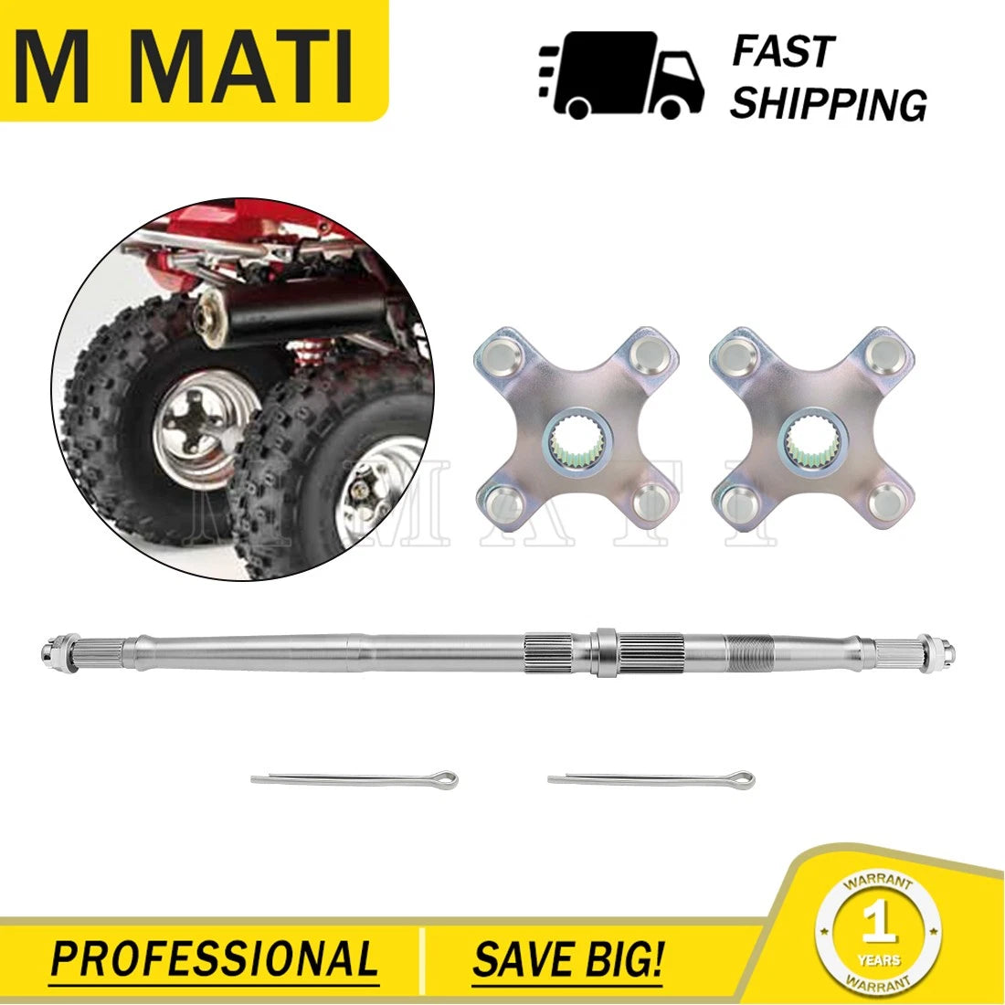Rear Wheel Axle & Hubs for Honda TRX 250 EX / TRX 250X (2001–2008, 2016–2020)