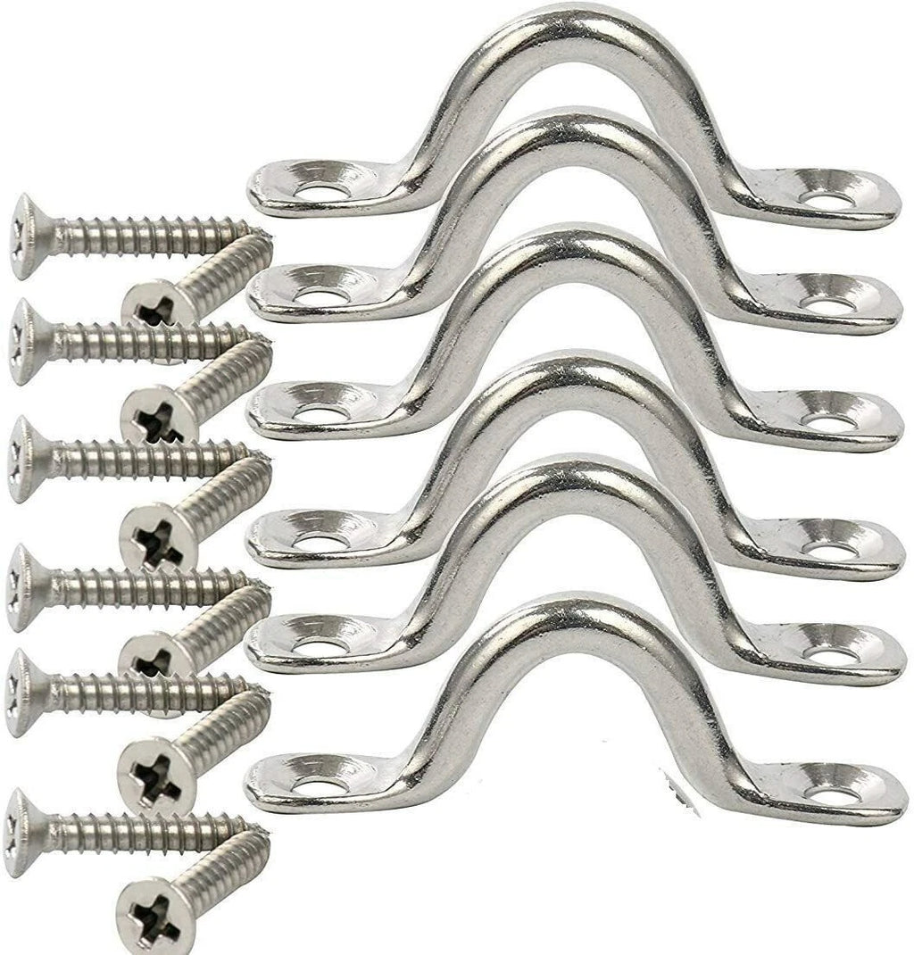6 Pack Stainless Bimini Boat Top Pad Eye Tie Down Straps for Kayak (N/A)