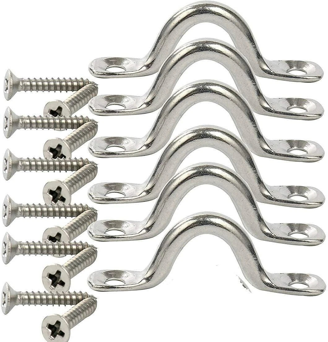 6 Pack Stainless Bimini Boat Top Pad Eye Tie Down Straps for Kayak (N/A)