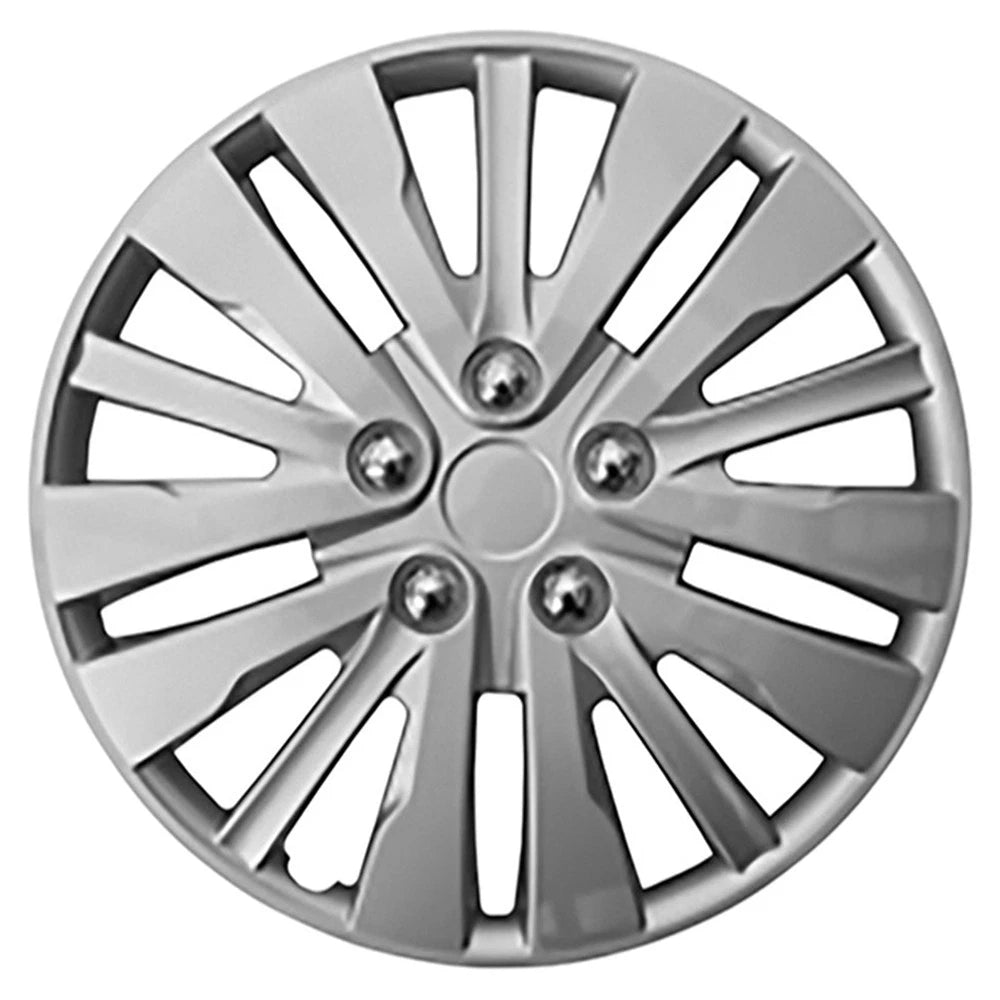 Wheel Cover Hubcaps 15 Spoke Silver 16 Inch Replacement for Auto (—)