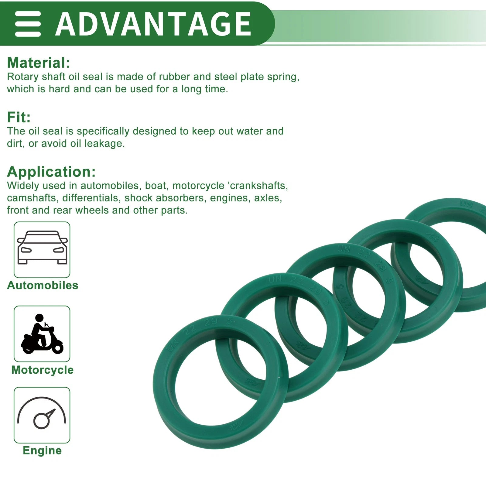 Set of 5 Oil Seal Rotary Shaft Seal 22x29x5mm for Various Models
