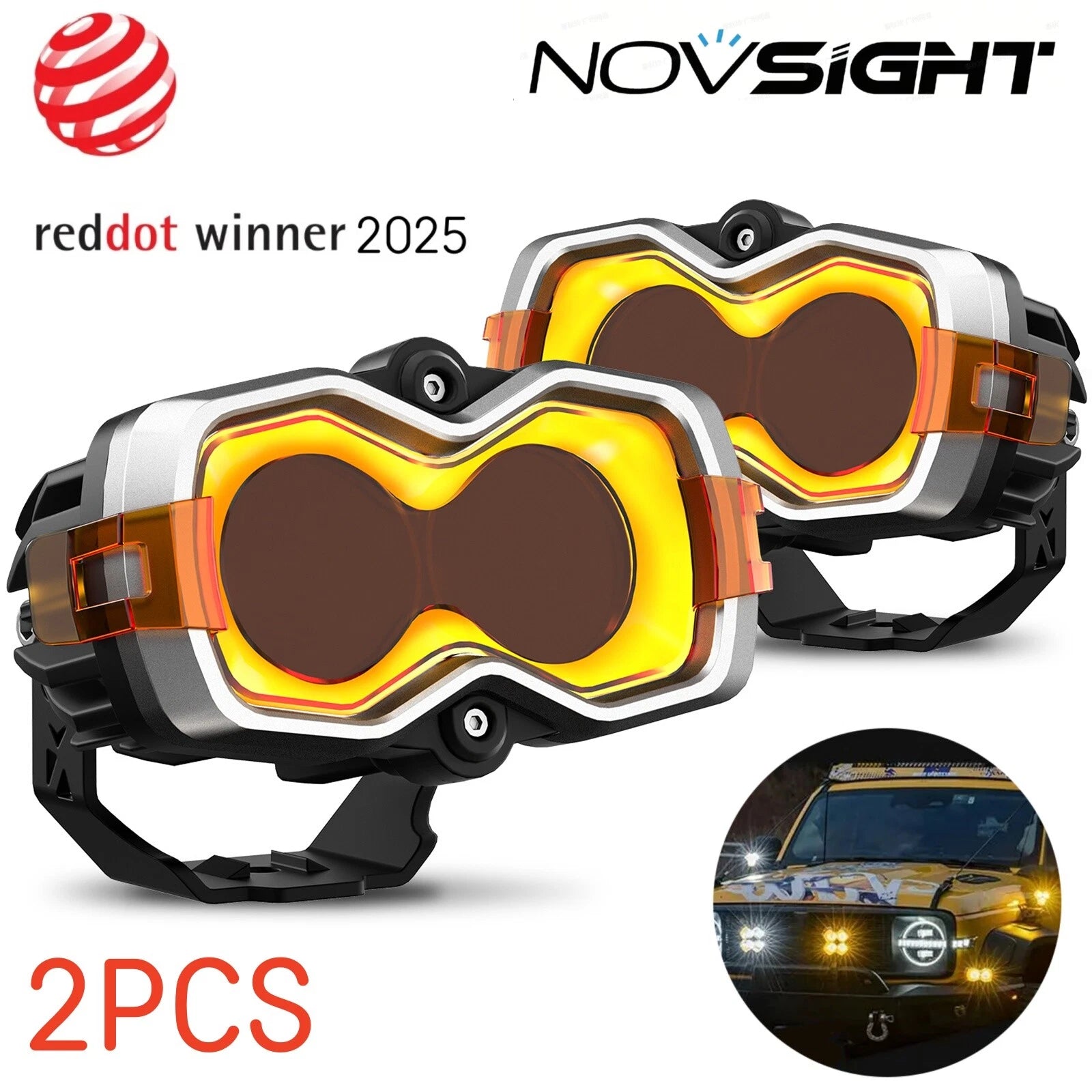 2X NOVSIGHT 4.5" LED Work Lights Pod Spot Flood for Off Road