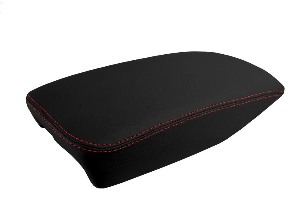 Leather Console Lid Armrest Cover for Cadillac CTS (2003–2007) Red Stitch