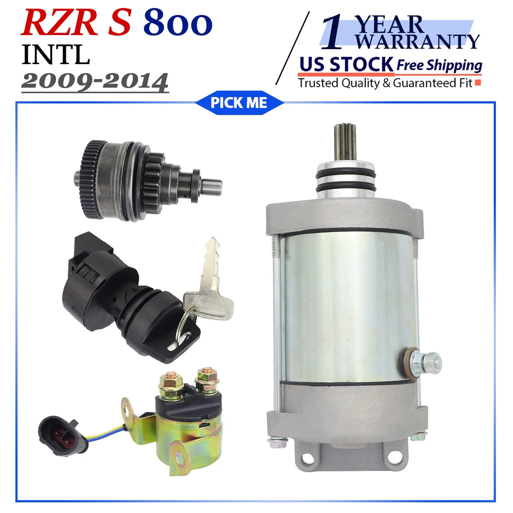 Starter for Polaris RZR 800 S (2009–2014) W/Bendix, Relay, Ignition Switch