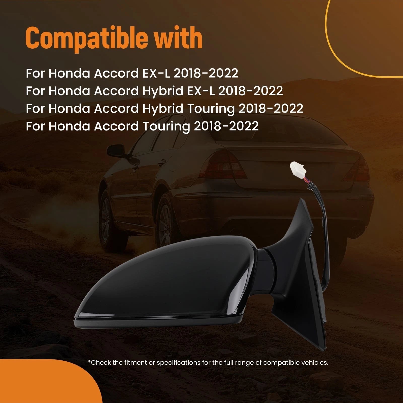 Driver Side View Mirror for Honda Accord Touring (2018–2022) HO1320330 Heated