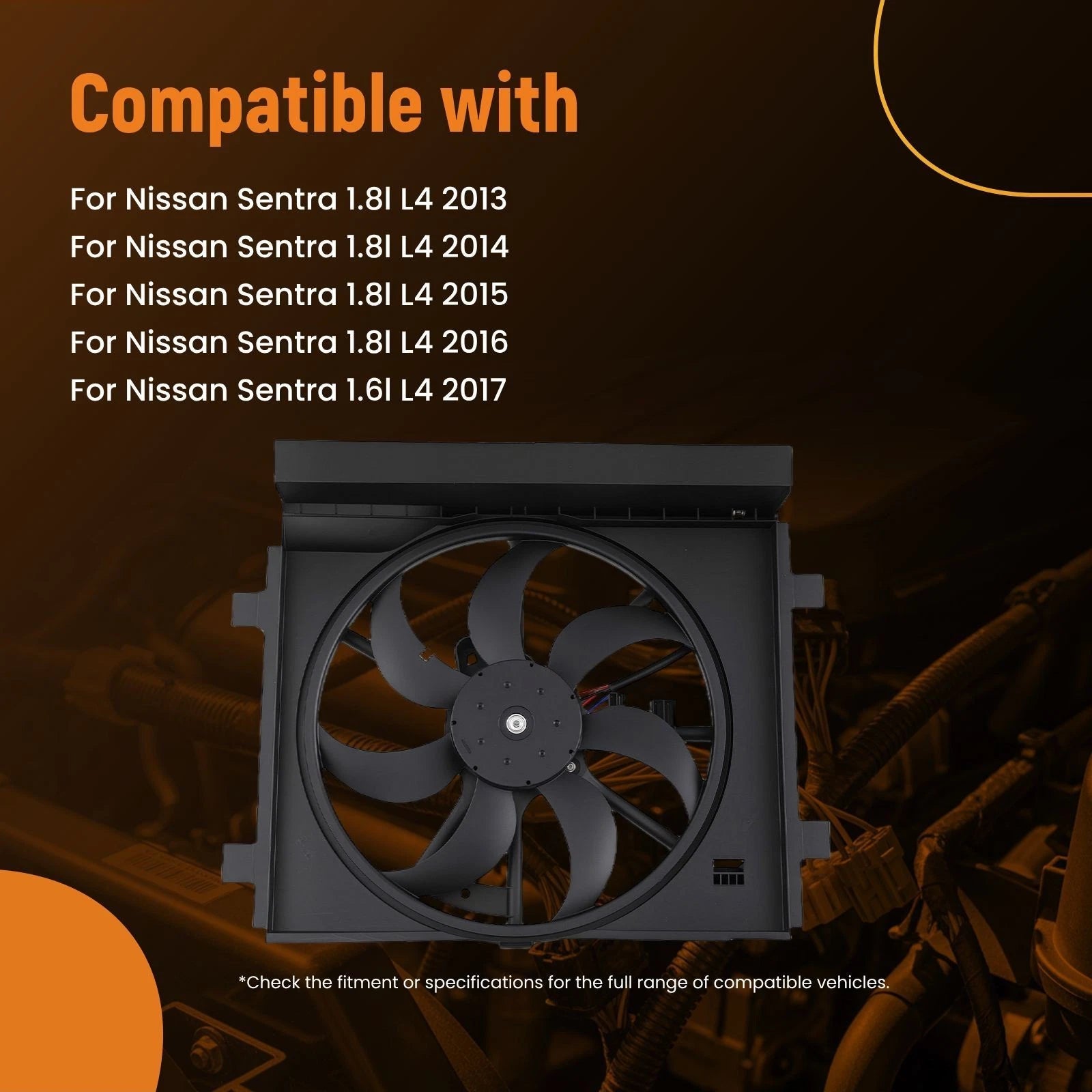 Radiator Cooling Fan for Nissan Sentra 1.6L/1.8L (2013–2018)