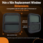 14" x 16" Vertical Push Pull RV Window for RV/Camper/Trailer/Food Truck