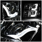 Smoked Clear Signal 3D LED Bar Projector Headlights for GMC Sierra (2007–2014)
