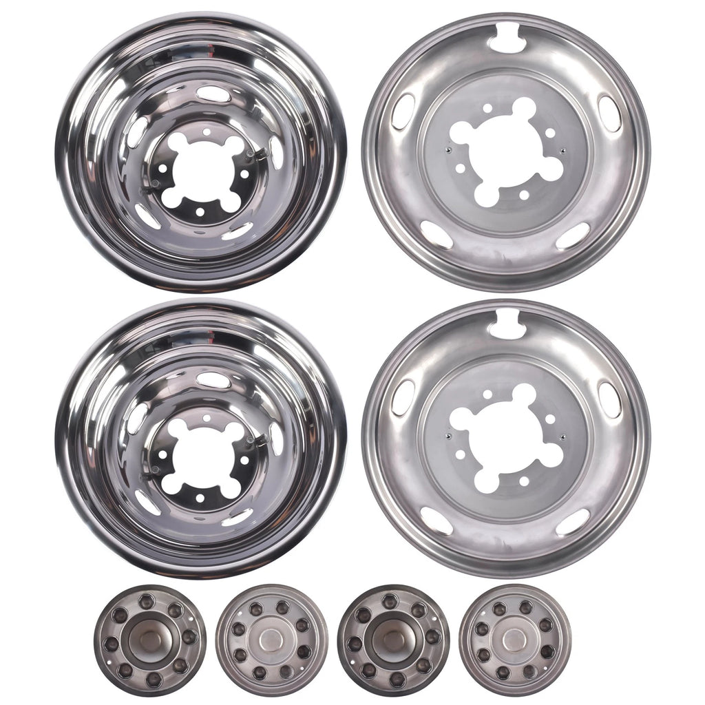 Set of 4 Stainless Steel Dual Wheel Simulator Covers for Dodge Ram 3500 (2003–2018)