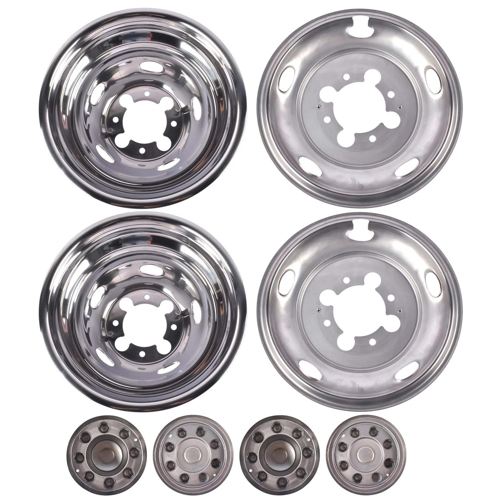 Set of 4 Stainless Steel Dual Wheel Simulator Covers for Dodge Ram 3500 (2003–2018)