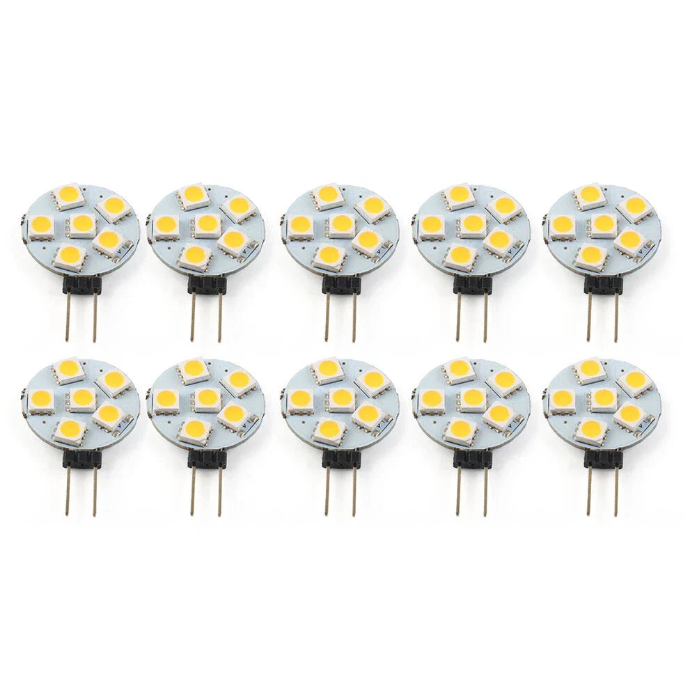 10 x DC12V G4 5050 SMD 6 LED Bulbs Warm White for Car
