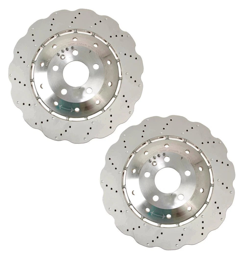 2X Front 365mm Drilled Wavy Brake Disc Rotors for Audi R8 RS5 (2007–2023)