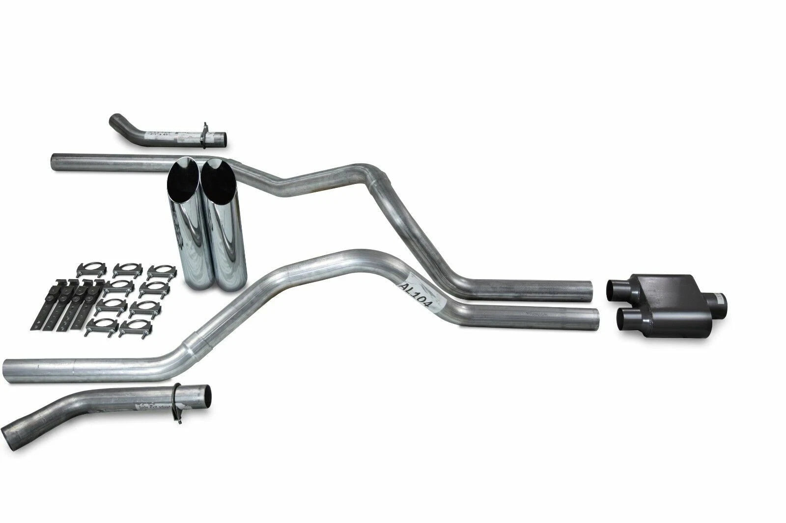 2.5" Dual Exhaust Kit for Ford F150 (2021–2025) - 1 Chamber Slash Tips