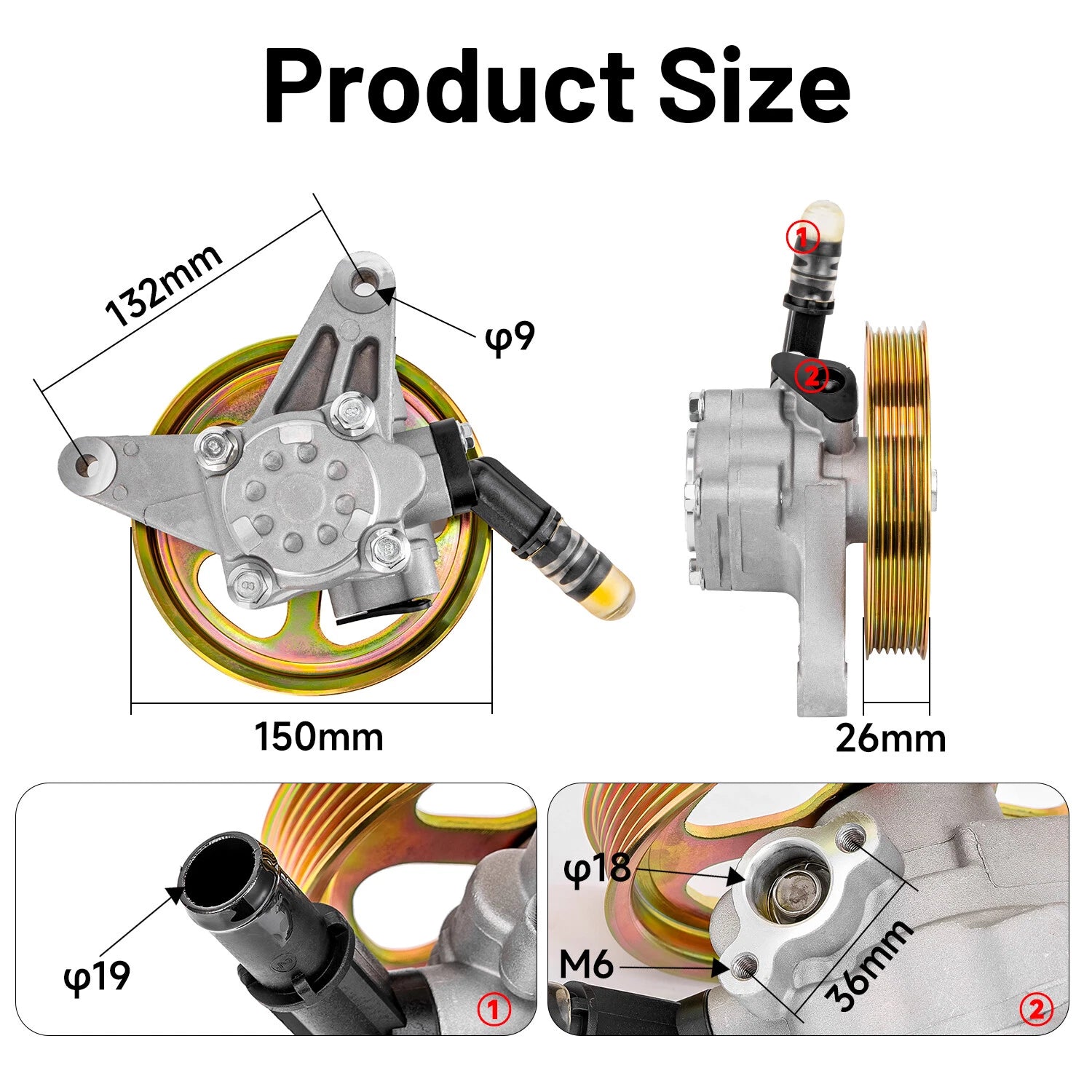 Power Steering Pump with Pulley for Acura TL (2004–2008) & Honda Pilot (2005–2008)