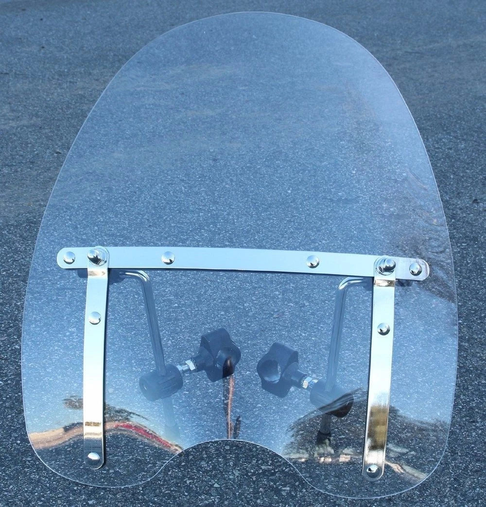 Clear Windshield for Suzuki Boulevard C50 M50 C90 M90 (18"x16", 7/8"-1" Handlebar)