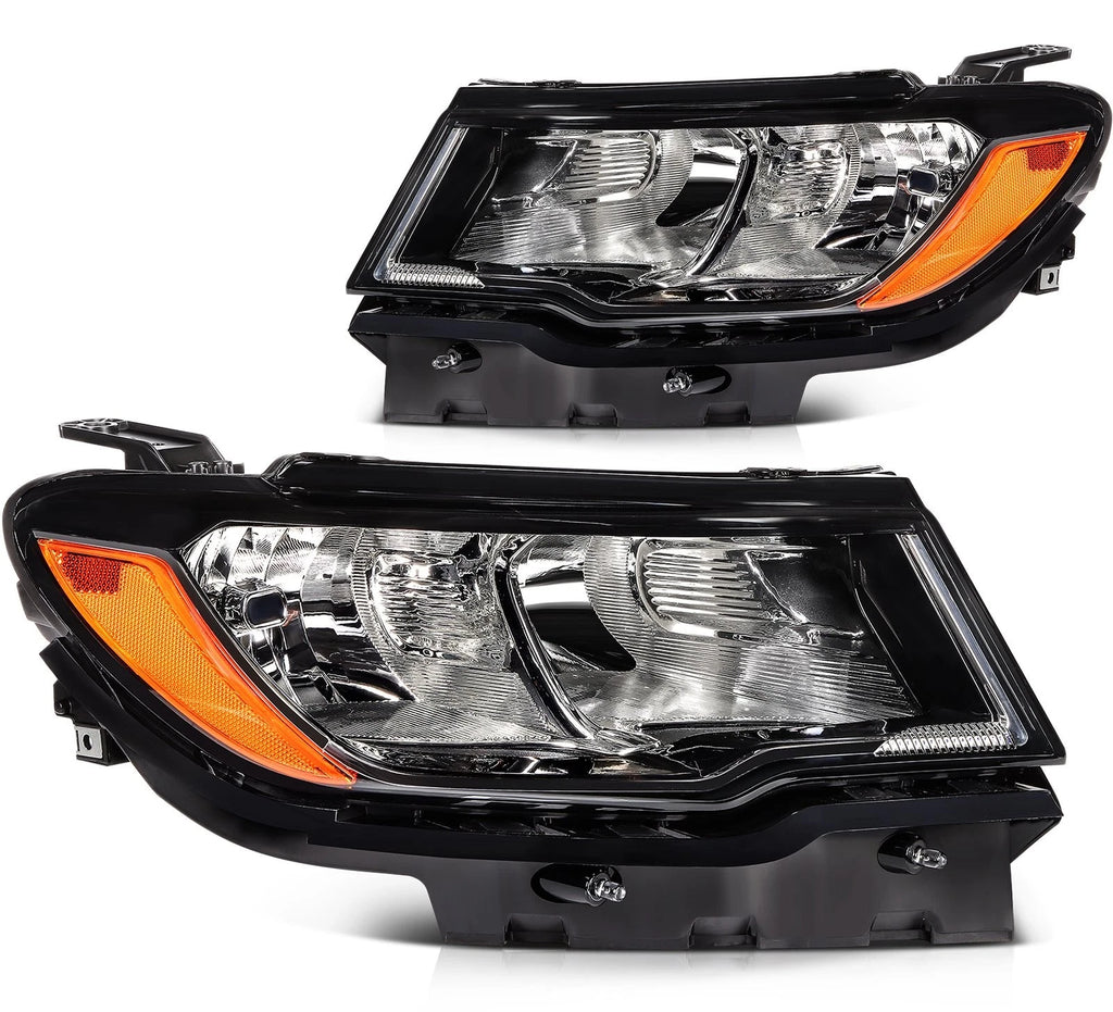 2X Headlight Assembly for Jeep Compass (2017–2021) - Black Amber