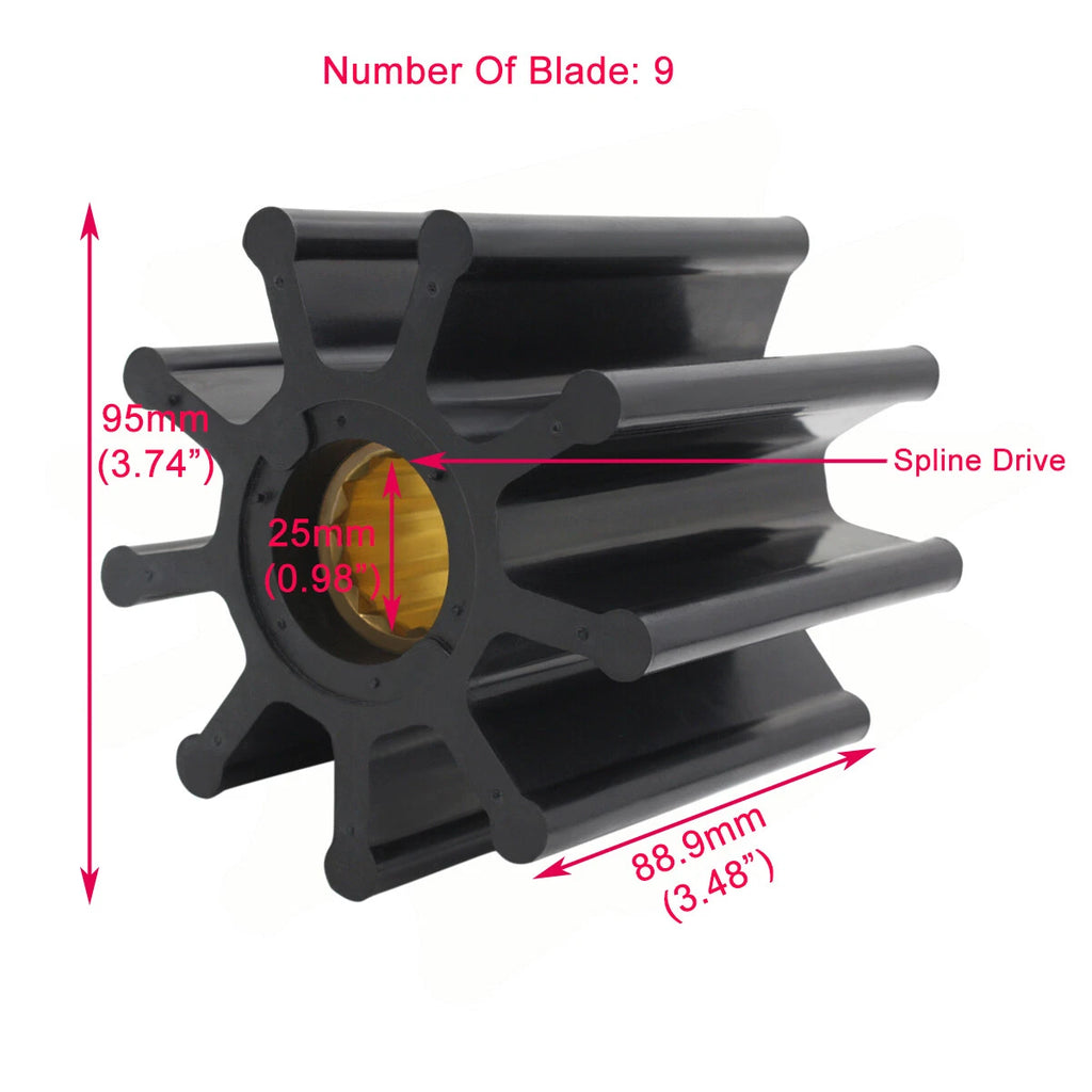 Water Pump Impeller Kit 09-802B 6760-0001 18-3304 for Johnson Jabsco (N/A)