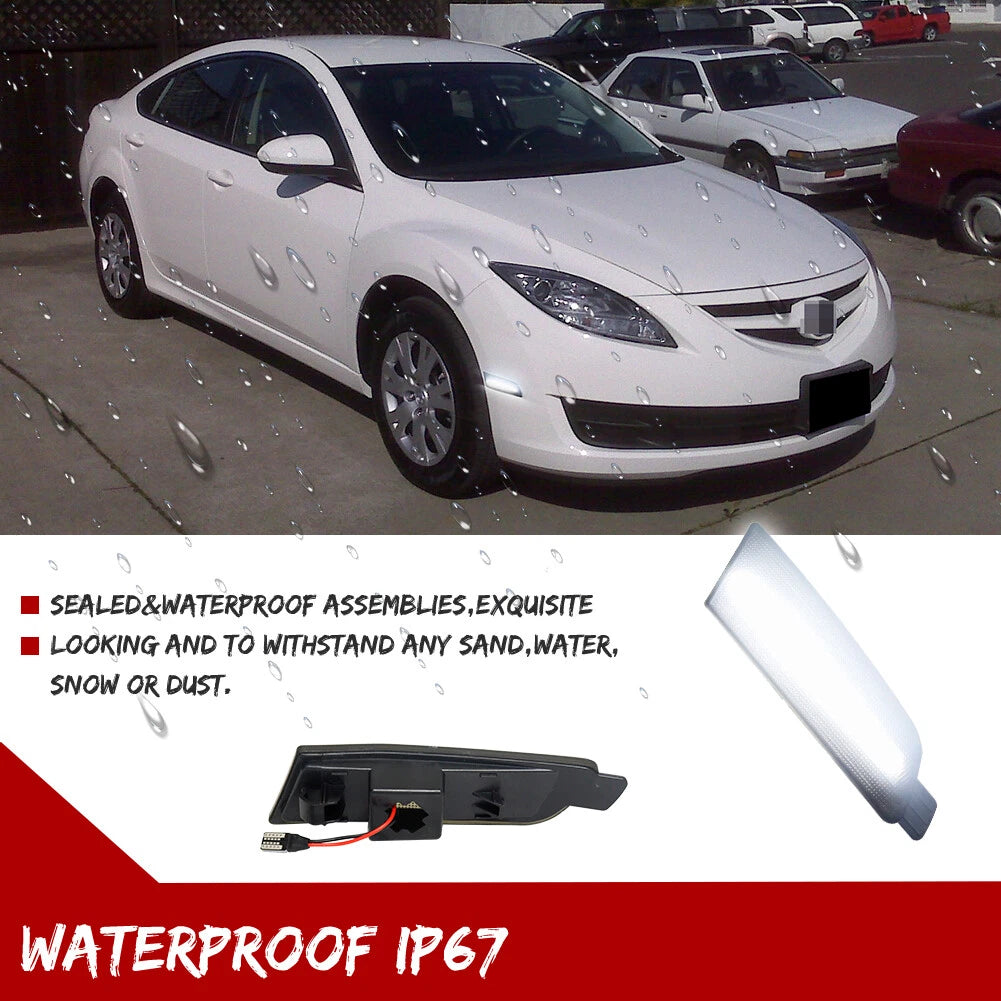 Smoked White LED Front Bumper Side Marker Lights for Mazda 6 (2009–2013)