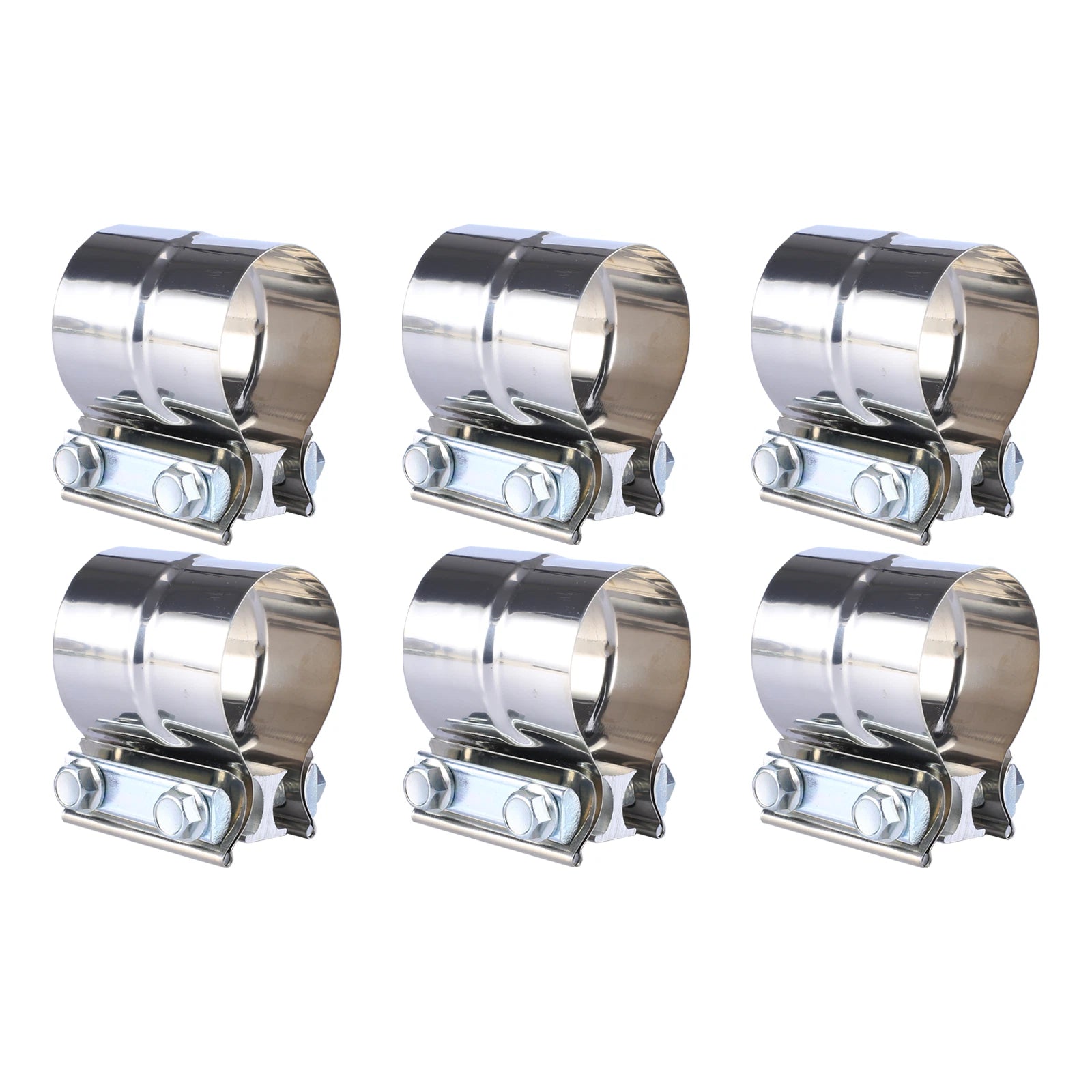 6Pcs 2.5" Stainless Exhaust Band Clamp for Catback Muffler Pipe