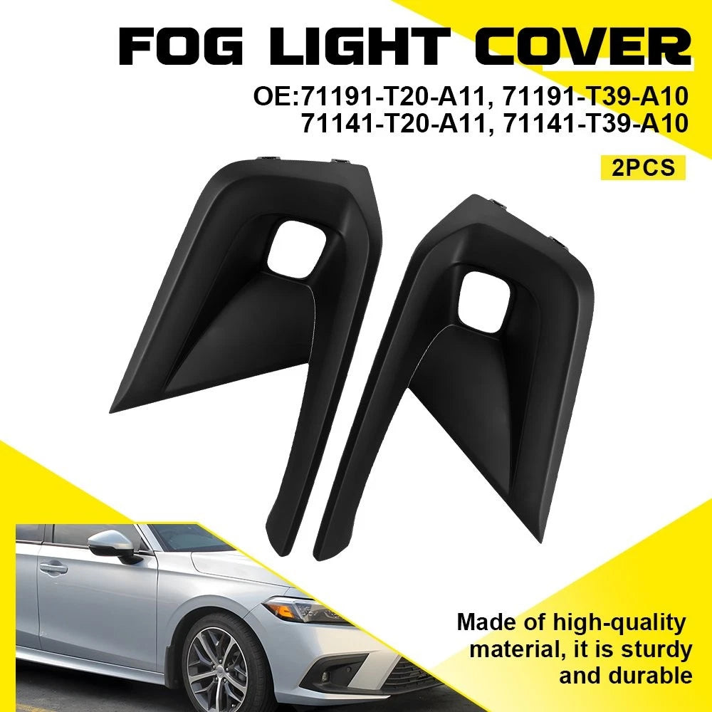 Set of 2 Fog Light Covers for Honda Civic (2022–2024) LH/RH Black DOT/SAE