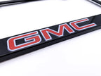 License Plate Frame Black Plastic with Red GMC Emblem for GMC Sierra (2014–2024)